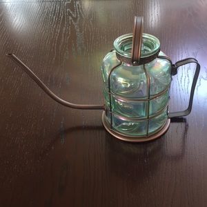 Translucent Glass and Copper Colored Watering Can